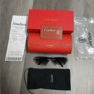 Cartier Piccadilly Diamond Cut Sunglasses Black Lense C frame